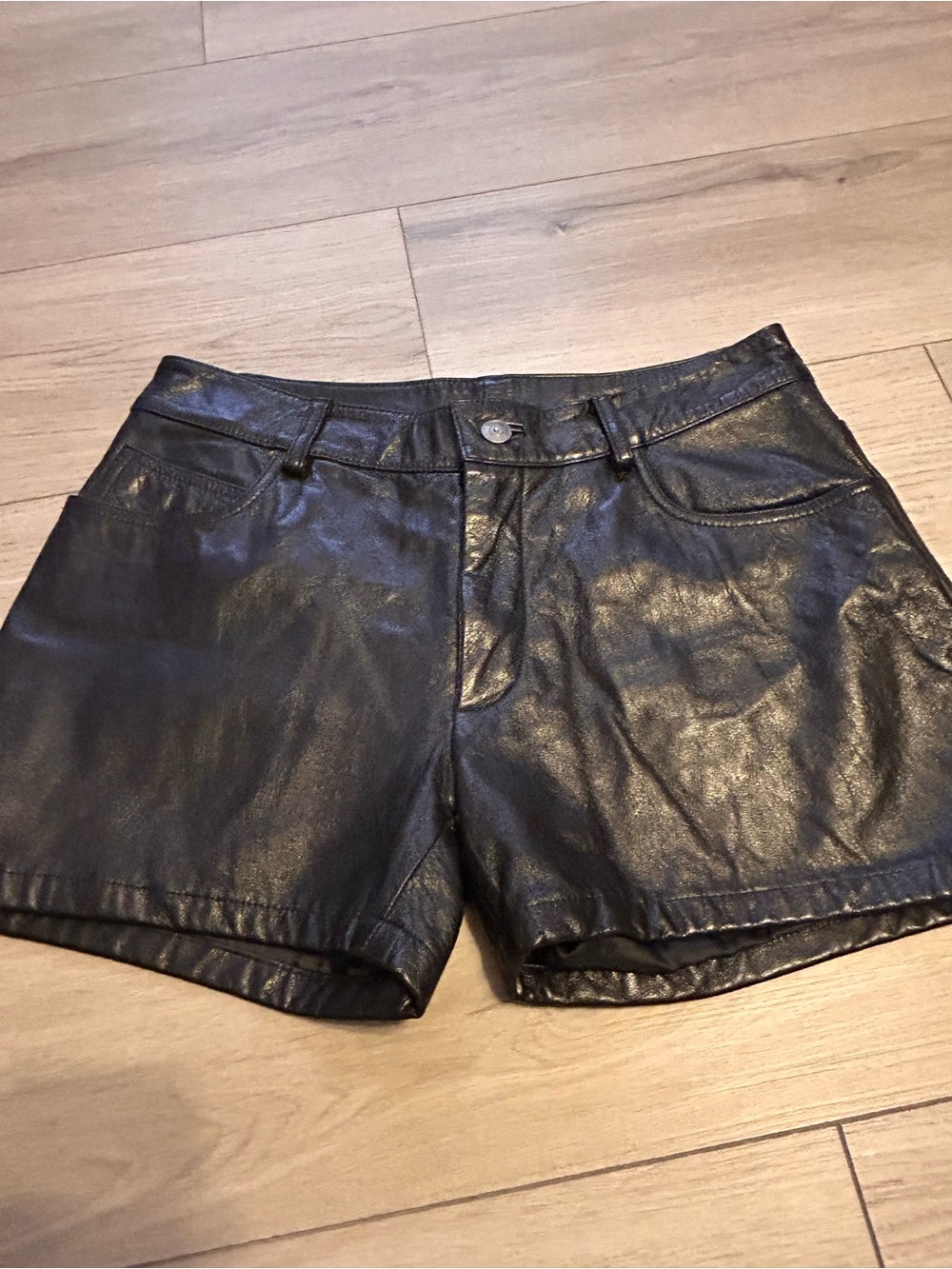 Wilson Black Leather Jean Shorts